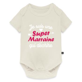 Je suis une Super Marraine qui Dechire - Body à manches courtes Premium Bébé - blanc cassé - Devant