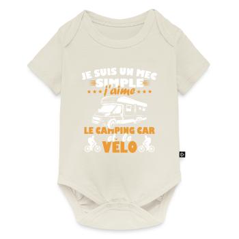 Un mec simple j aime le camping car et le vélo - Body à manches courtes Premium Bébé - blanc cassé - Devant
