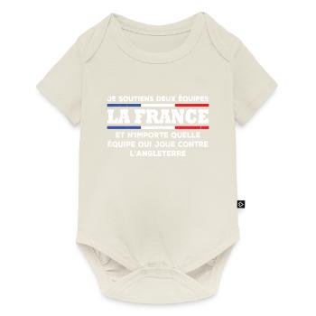 Je soutiens deux équipes la France ... - Body à manches courtes Premium Bébé - blanc cassé - Devant