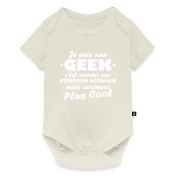 Une geek et une personne normale - Body à manches courtes Premium Bébé - blanc cassé - Devant