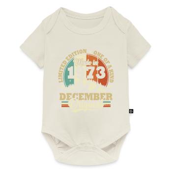 Cadeau Anniversaire Rétro Vintage 1973 Décembre - Body à manches courtes Premium Bébé - blanc cassé - Devant