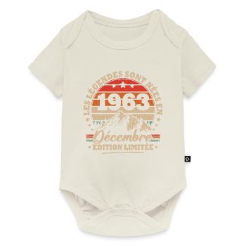 Vintage cadeau anniversaire nées en Décembre 1963 - Body à manches courtes Premium Bébé - blanc cassé - Devant