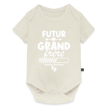 Futur grand frère veuillez patienter - Body à manches courtes Premium Bébé - blanc cassé - Devant
