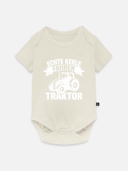Echte Kerle fahren Traktor - Baby Premium Kurzarmbody - Naturweiß