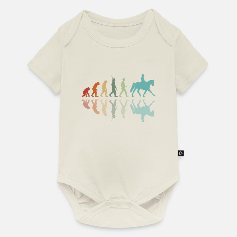 Evolution Reiten - Baby Premium Kurzarmbody - Naturweiß