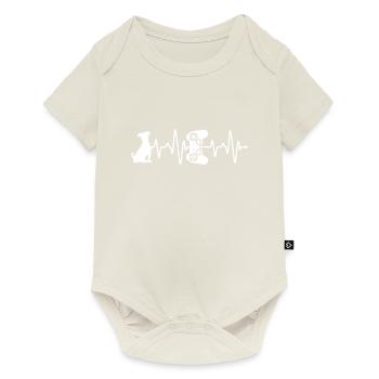 Battement de cœur du joueur et du chien - Body à manches courtes Premium Bébé - blanc cassé - Devant