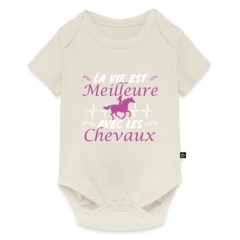 La vie est meilleure avec les chevaux - Body à manches courtes Premium Bébé - blanc cassé - Devant