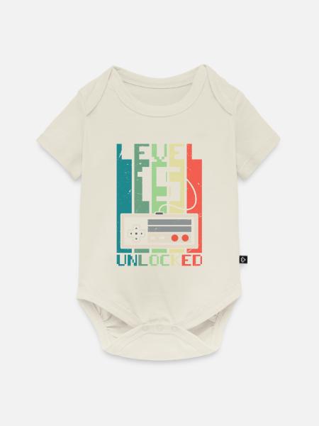 Level 15 freigeschaltet - Baby Premium Kurzarmbody - Naturweiß