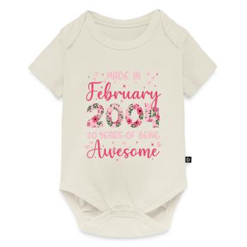 Février 2004 Cadeau Anniversaire 20 Ans Pour Femme - Body à manches courtes Premium Bébé - blanc cassé - Devant