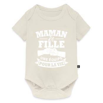 Maman et fille une équipe pour la vie - Body à manches courtes Premium Bébé - blanc cassé - Devant