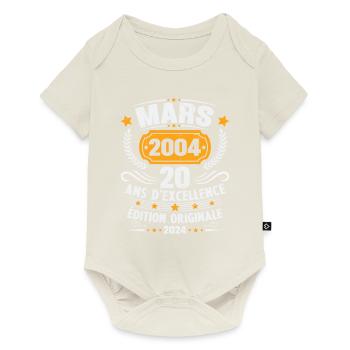 Vintage Mars 2004 Cadeau D'anniversaire 20 Ans - Body à manches courtes Premium Bébé - blanc cassé - Devant