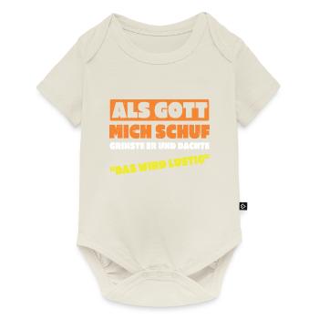 Quand Dieu m’a créée, j’ai pensé que ça allait être drôle - Body à manches courtes Premium Bébé - blanc cassé - Devant