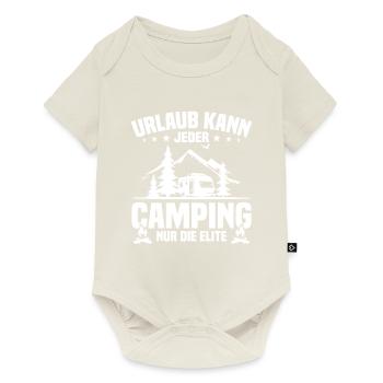 Urlaub Kann Jeder Camping nur Die Elite - Baby Premium Kurzarmbody - Naturweiß - Vorne