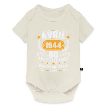 Vintage April 1944 80 Years Birthday Gift - Baby Premium short-sleeve bodysuit - off white - Front