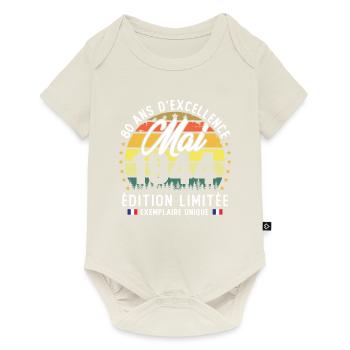 Mai 1944 Vintage Cadeau Anniversaire 80 Ans - Body à manches courtes Premium Bébé - blanc cassé - Devant