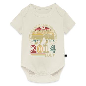 Jahrgang Juli 2014 Retro Geburtstagsgeschenk - Baby Premium Kurzarmbody - Naturweiß - Vorne