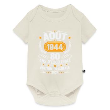 Vintage August 1944 80 Year Anniversary Gift - Baby Premium short-sleeve bodysuit - off white - Front