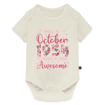 Octobre 1954 Anniversaire 70 Ans Pour Femmes - Body à manches courtes Premium Bébé - blanc cassé - Devant