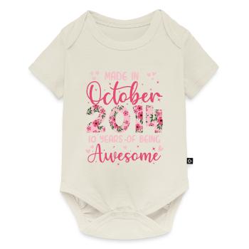 Octobre 2014 Anniversaire 10 Ans Pour filles - Body à manches courtes Premium Bébé - blanc cassé - Devant