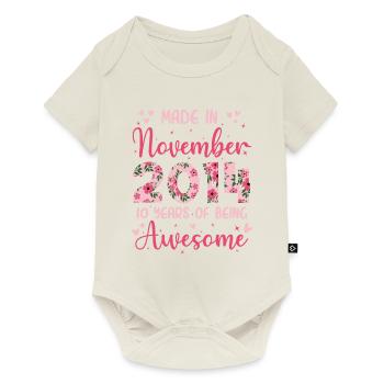 November 2014 10. Geburtstag der Mädchen - Baby Premium Kurzarmbody - Naturweiß - Vorne
