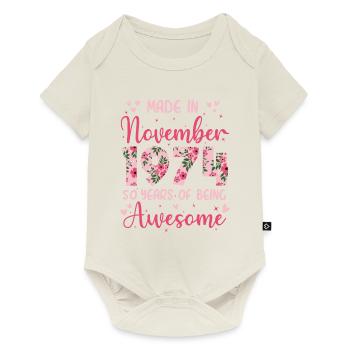 Novembre 1974 Anniversaire 50 Ans Pour Femmes - Body à manches courtes Premium Bébé - blanc cassé - Devant