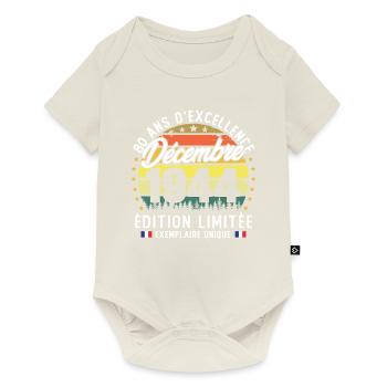 Décembre 1944 Vintage Cadeau Anniversaire 80 Ans - Body à manches courtes Premium Bébé - blanc cassé - Devant