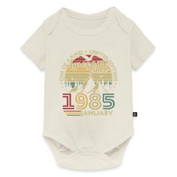Jahrgang Januar 1985 Retro Geburtstagsgeschenk - Baby Premium Kurzarmbody - Naturweiß - Vorne