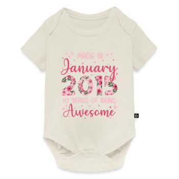 Januar 2015 10-jähriges Jubiläum für Mädchen - Baby Premium Kurzarmbody - Naturweiß - Vorne