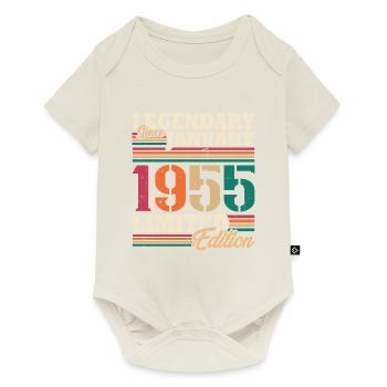 Jahrgang 1955 Januar Retro Jubiläumsgeschenk - Baby Premium Kurzarmbody - Naturweiß - Vorne