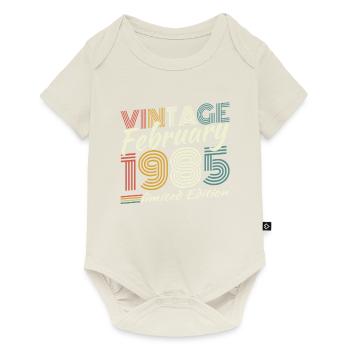 Février 1985 Rétro Vintage Cadeau d’anniversaire - Body à manches courtes Premium Bébé - blanc cassé - Devant