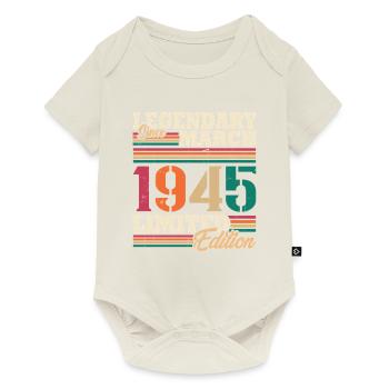 Vintage 1945 Mars Cadeau Anniversaire Rétro - Body à manches courtes Premium Bébé - blanc cassé - Devant