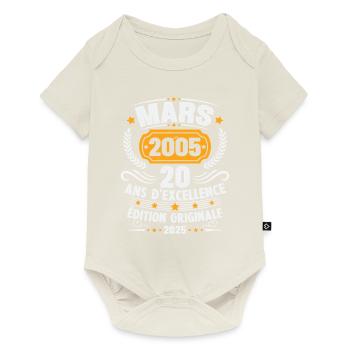 Vintage Mars 2005 Cadeau Anniversaire 20 Ans - Body à manches courtes Premium Bébé - blanc cassé - Devant