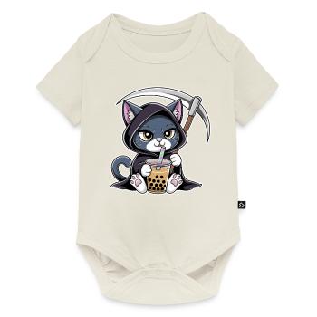 Grim Reaper Cat Anime Cat Bubble Tea - Baby Premium short-sleeve bodysuit - off white - Front