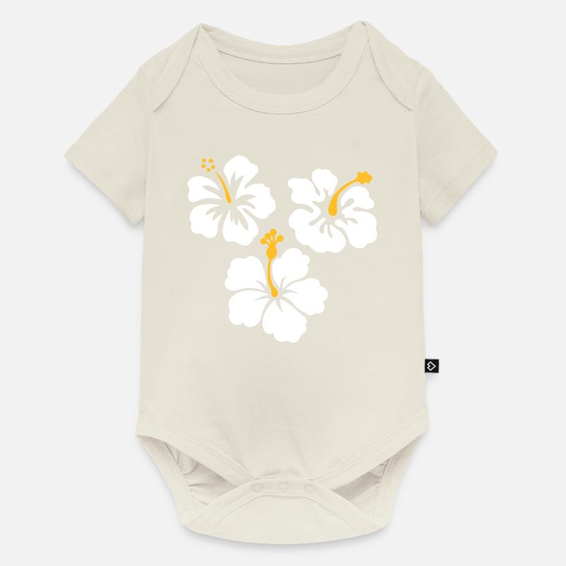 Trois fleurs d'hibiscus - Body à manches courtes Premium Bébé - blanc cassé