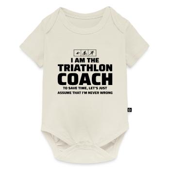 Swim Bike Run Triathlon Coach Drôle - Body à manches courtes Premium Bébé - blanc cassé - Devant