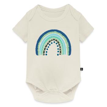 Bleu Arc-en-ciel vert avec des points - Body à manches courtes Premium Bébé - blanc cassé - Devant