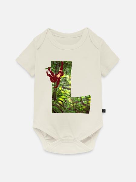 dschungel mit affe l - Baby Premium Kurzarmbody - Naturweiß