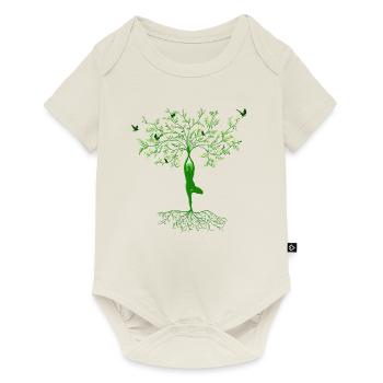 YOGA TREE POSE - VRKSASANA, VRICKSASANA ASANA - Body à manches courtes Premium Bébé - blanc cassé - Devant