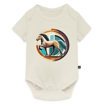 Cheval islandais - Graphique avec arrière-plan Variante 5 - Body à manches courtes Premium Bébé - blanc cassé - Devant