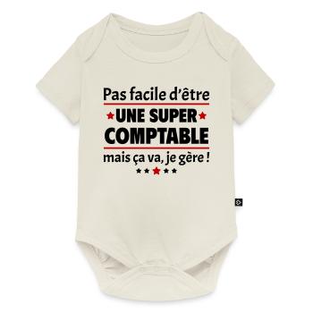 Pas facile d'être une super comptable, cadeau noël - Body à manches courtes Premium Bébé - blanc cassé - Devant