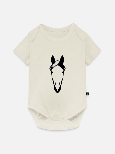 Tierkopf Pferd 15 5 - Baby Premium Kurzarmbody - Naturweiß