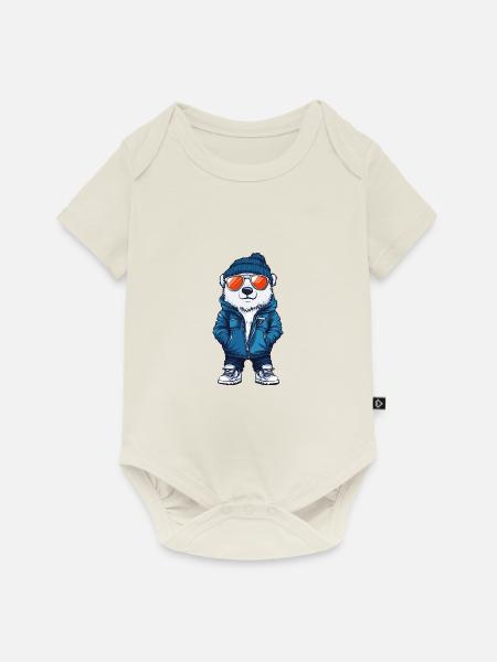 Eisbär Winter Comic - Baby Premium Kurzarmbody - Naturweiß