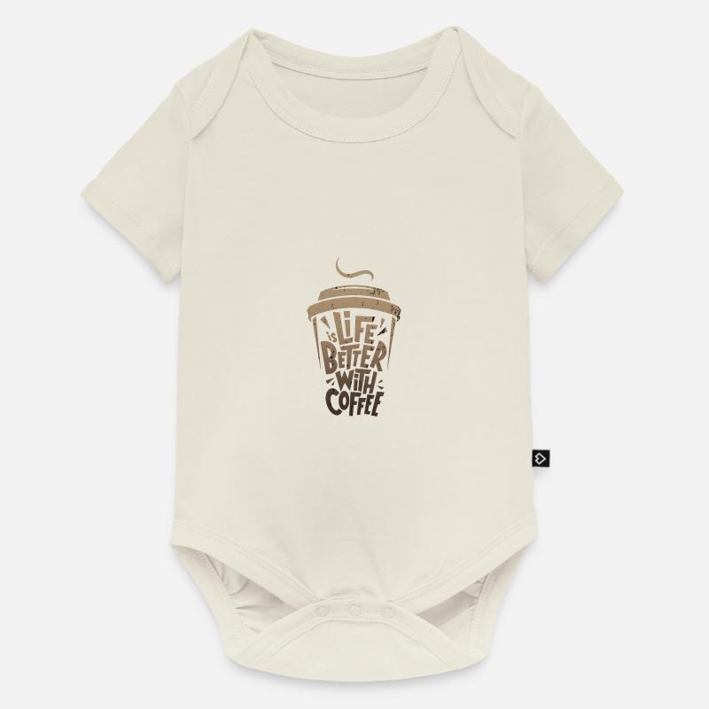 das Leben ist besser mit Kaffee - Baby Premium Kurzarmbody - Naturweiß