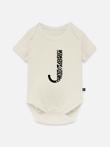 Buchstabe J - Baby Premium Kurzarmbody - Naturweiß