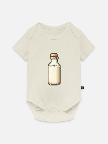 milch Pixel Gamer - Baby Premium Kurzarmbody - Naturweiß