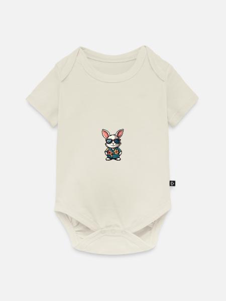 Hase Comic Cool Sommer - Baby Premium Kurzarmbody - Naturweiß