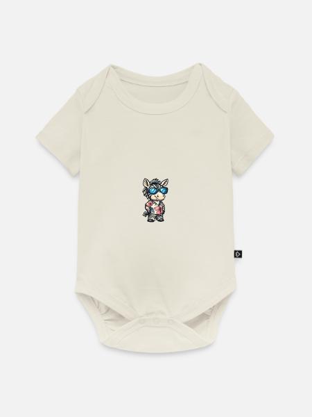 Zebra Comic Cool Sommer - Baby Premium Kurzarmbody - Naturweiß