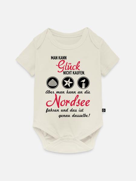 Glück Nordsee - Baby Premium Kurzarmbody - Naturweiß