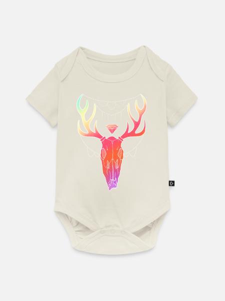 Hirschgeweih Schädel Lineart-Design - Baby Premium Kurzarmbody - Naturweiß