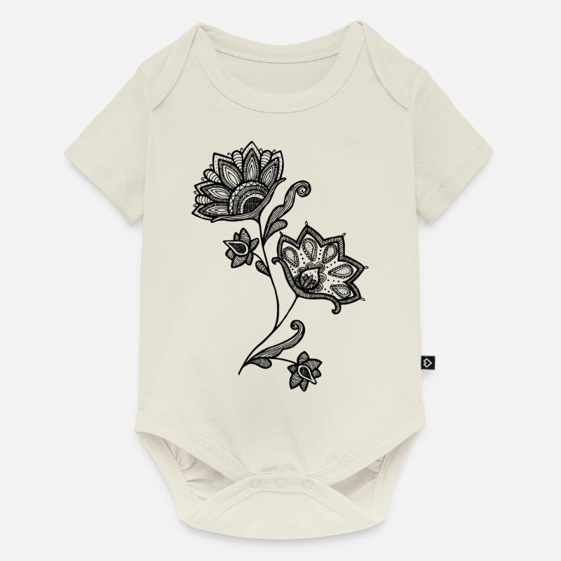 Deux fleurs - Body à manches courtes Premium Bébé - blanc cassé